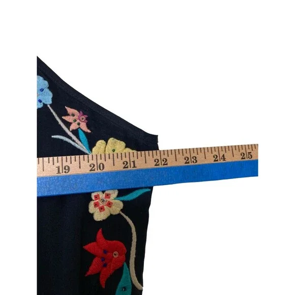 Calypso St. Barth Rodru Floral Embroidered Maxi Silk Dress Handkerchief Hem XL - Picture 8 of 15